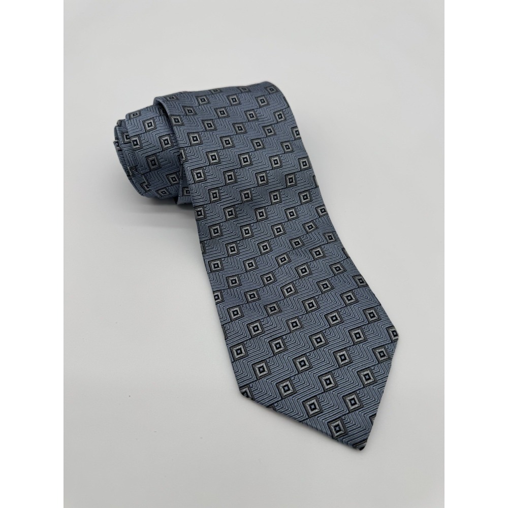 Villa Bolgheri Blue Geometric‎ Silk Tie Made in Italy Classic Necktie